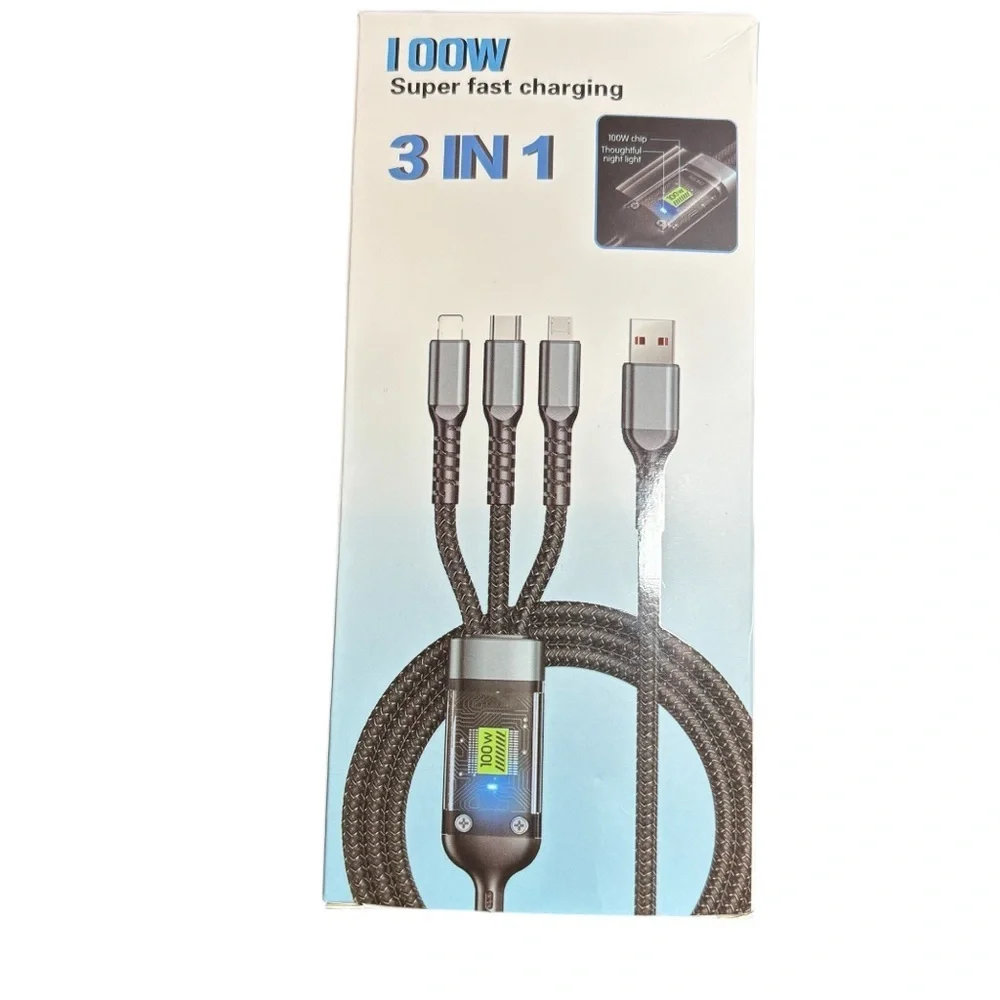 3-in-1 Super Fast Charging Cable - Black‎